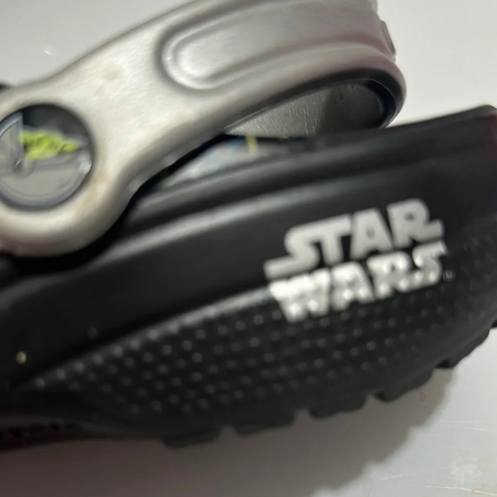 CROCS Black and Silver Slippers with Ventilation Holes